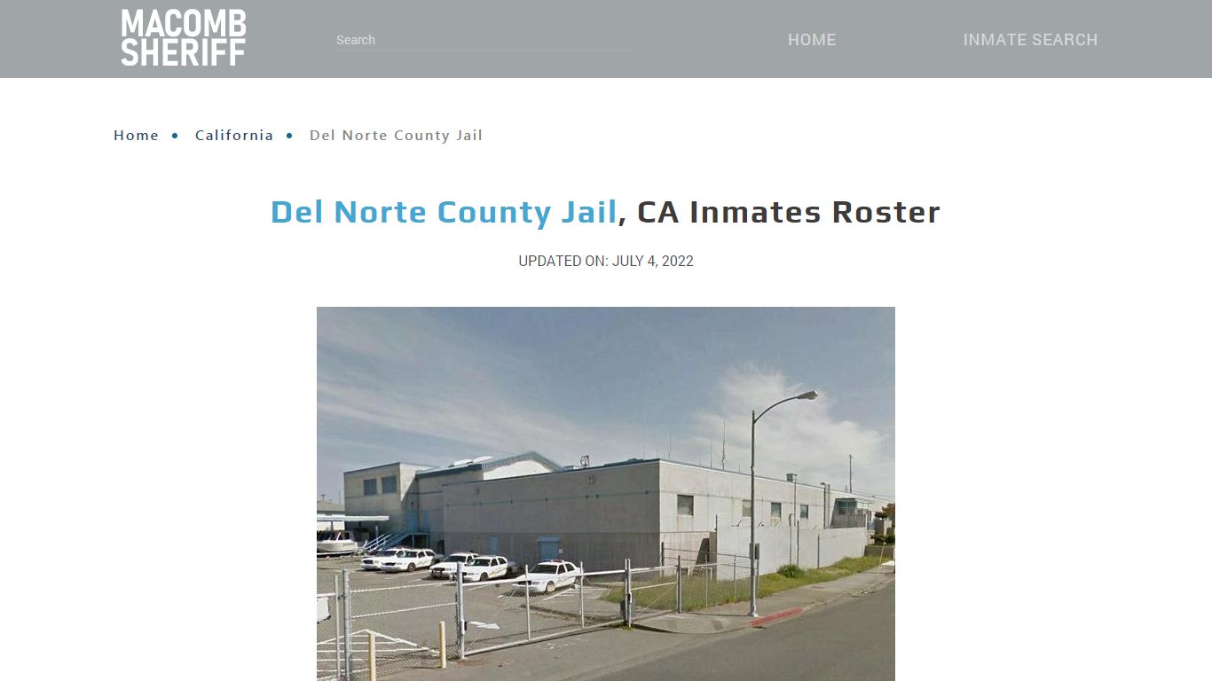 Del Norte County Jail, CA Jail Roster, Name Search